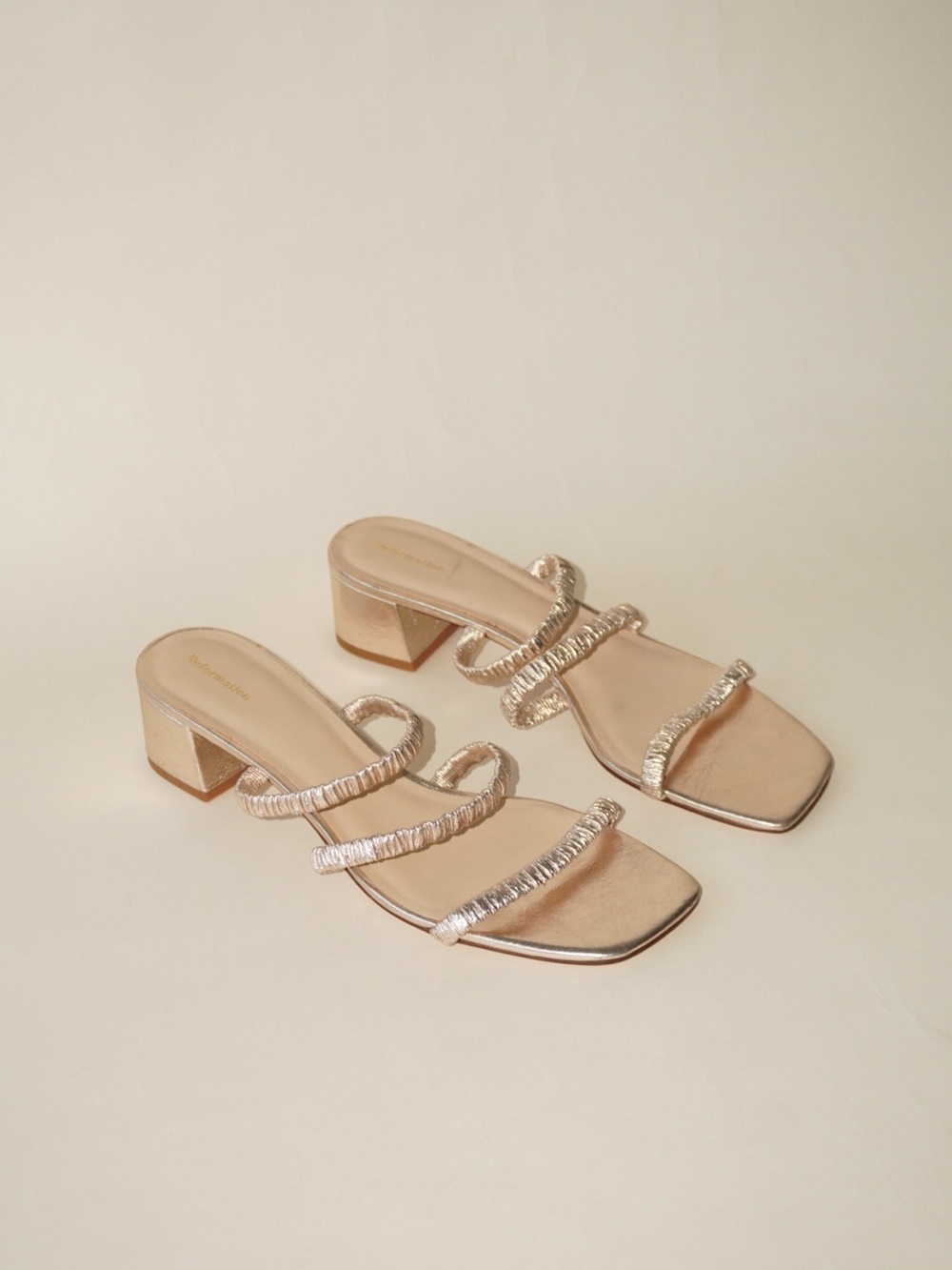 Reformation Gold Assunta Strappy Block Heel Mule - Size 10